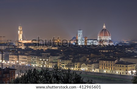 Florence night landscape. View from Belvedere
