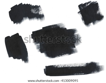 Set of grunge textured brush strokes on a white background.