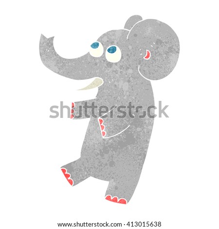 freehand retro cartoon cute elephant