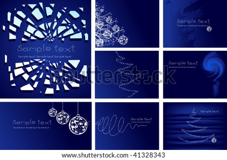 set of seven vector illustrations. Christmas background