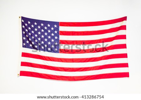 Flag of the USA (United States of America) on white wall