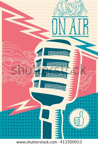 Poster with microphone. Vector illustration.