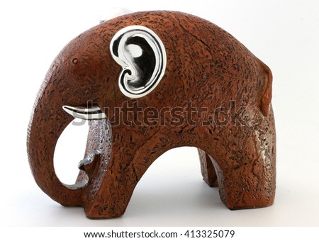 Elephant with Silver Ears on white Background