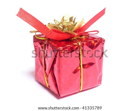 Christmas gift in red packing