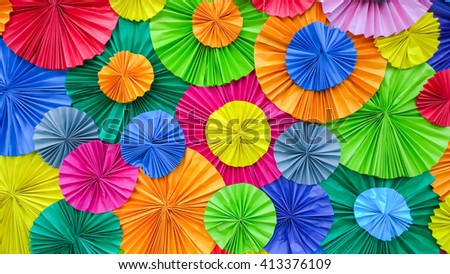 circle shape of origami rainbow and white papers for Background texture