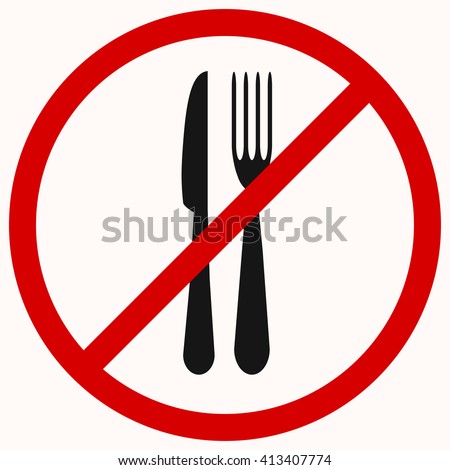 No Eating sign. Red prohibition vector symbol. You can simply change color and size