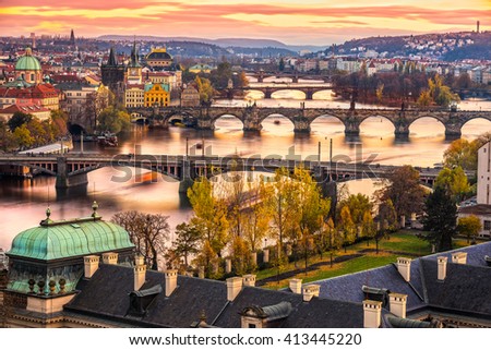 Prague, Charles Bridge and Old Townl. Czech Republic Royalty-Free Stock Photo #413445220