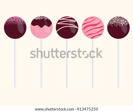 Cake Pops Vector Illustrations Set