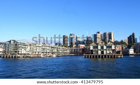 Sydney Skyline aerial view of Pier