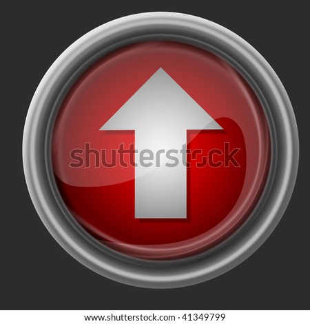 red glass button with arrow for web design