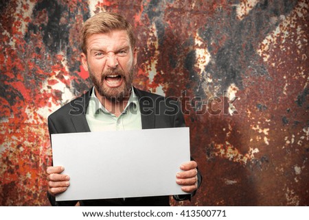 blond businessman angry expression