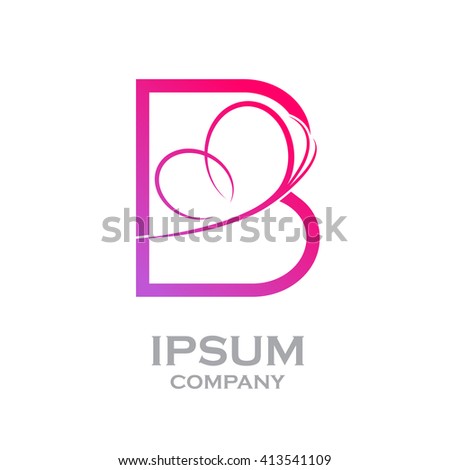 Abstract letter B logotype Pink colour with Butterfly Linear style logo, Beauty and Cosmetic sign for your Corporate identity