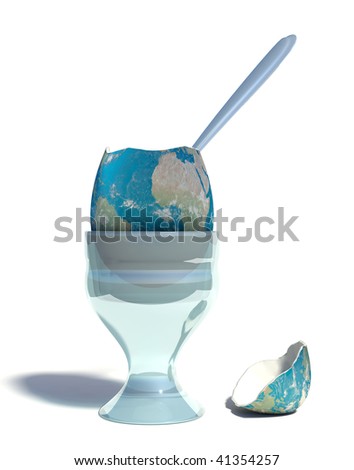 An illustration of the cracked eart in a glass with a spoon in it