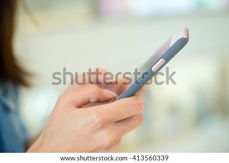 Woman hold with smart phone