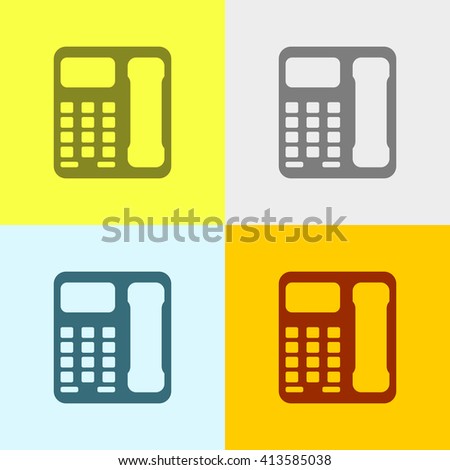 Landline Telephone Icon on Four Different Backgrounds. Eps-10.