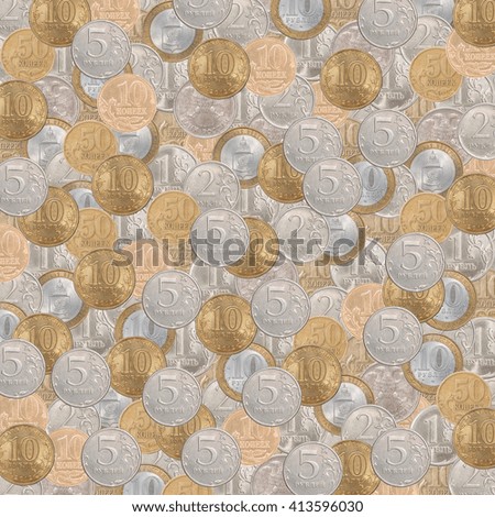 The texture set of different Russian coins closeup
