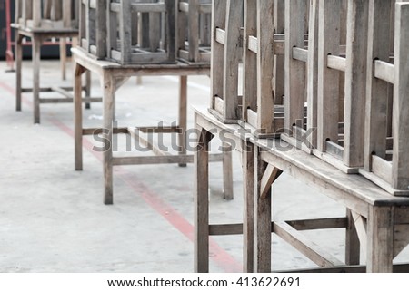 wooden chair on wooden table