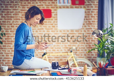 Woman Working at modern home office