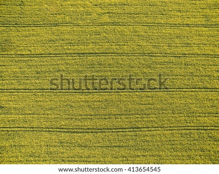 Farmland from above - aerial image of a lush green filed, soft focus