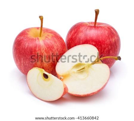 Gala apples over white background Royalty-Free Stock Photo #413660842