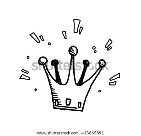 Crown Doodle, a hand drawn vector doodle illustration of a shiny crown.