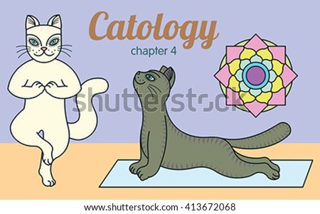 All about cats. Color vector editable illustation.