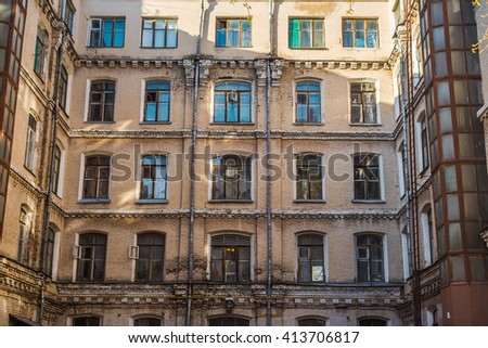 Old streets of the city.Architecture of the 20th century.The building is beautiful.Bright building.Tourist destination.Fragment of the building.Old town.Bright building.Attraction.Cosy streets