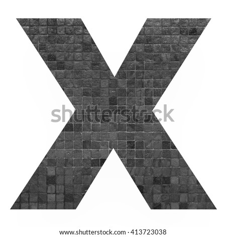 English alphabet letter with black mosaic background photo isolated on white background
