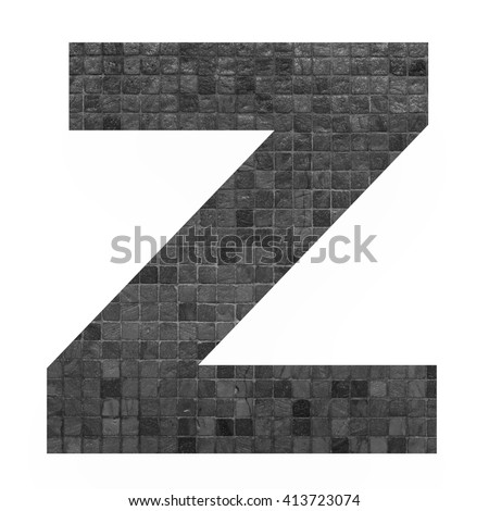 English alphabet letter with black mosaic background photo isolated on white background
