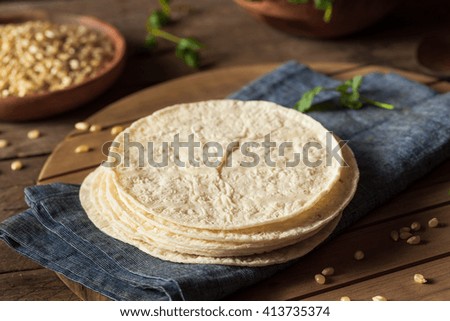 Homemade White Corn Tortillas in a Stack Royalty-Free Stock Photo #413735374