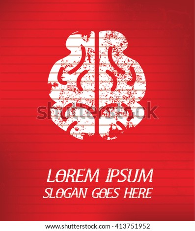 Brain on red background,poster grunge design