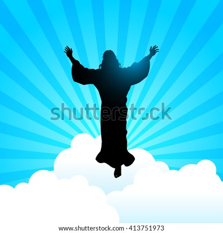 Silhouette illustration of a man raising His hands for the ascension day of Jesus Christ theme