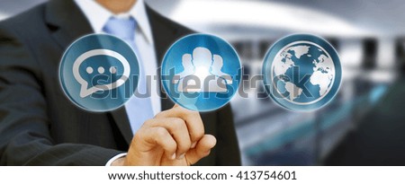 Businessman using contact and email application