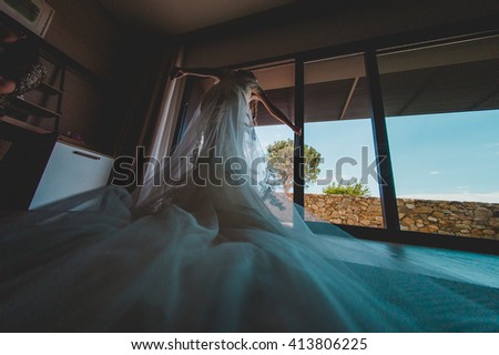 Pretty bride in a wedding dress