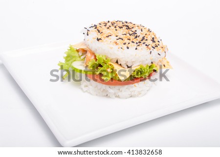 hamburger with rice Royalty-Free Stock Photo #413832658