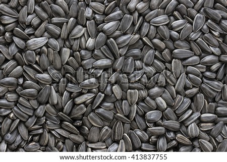 Black sunflower seeds. For texture or background Royalty-Free Stock Photo #413837755