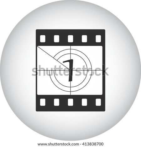 Film countdown on one sign simple icon on  background