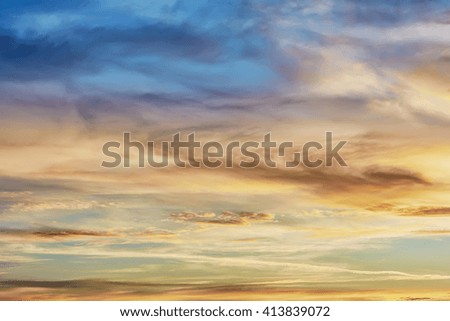 Fragment sky with clouds at sunset.