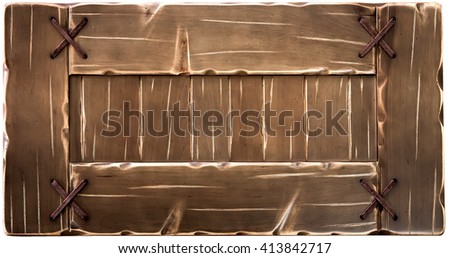 decorative old wooden board isolated on white background