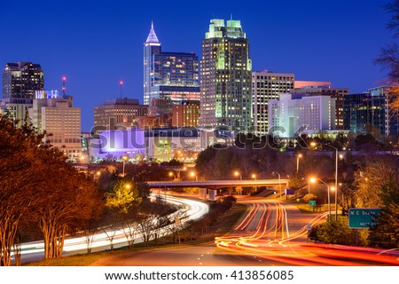 Raleigh, North Carolina, USA downtown city skyline. Royalty-Free Stock Photo #413856085