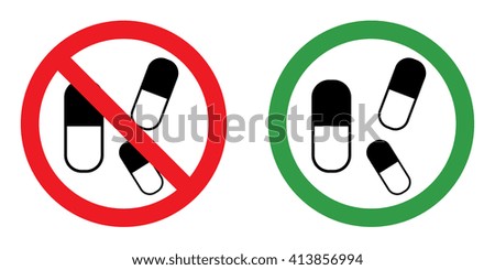 Prohibition sign set for Pill . Vector illustration