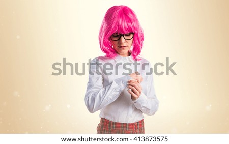 Girl with pink hair