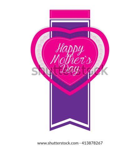 Isolated banner with text and a heart on a white background for mother's day celebrations