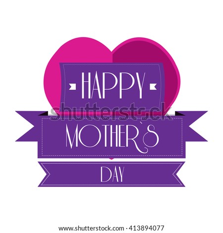 Isolated heart shape with a ribbon with text on a white background for mother's day celebrations