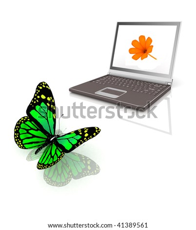 Icon of the laptop with the butterfly
