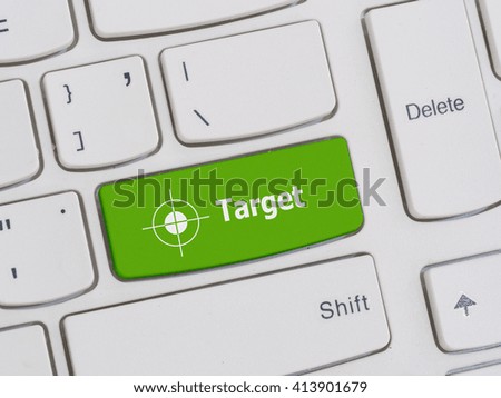 Computer keyboard button with target text