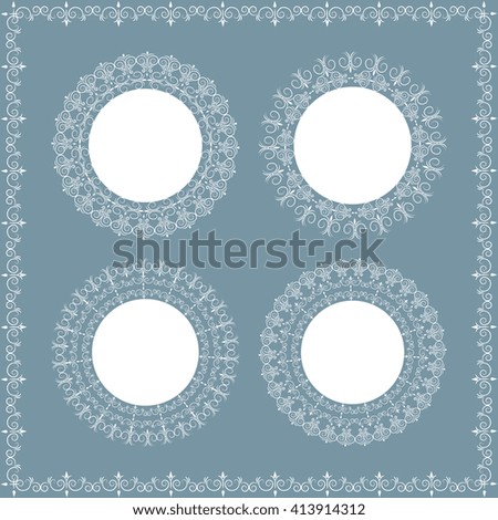 A set of lacy napkins for invitations , labels , wedding, birthday , and more. Vector illustration .
