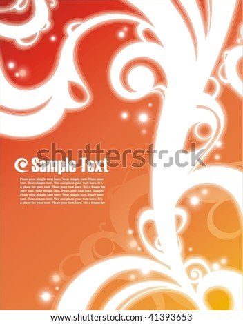  Abstract orange background with shining organic ornament