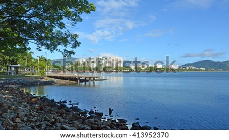 Landscape view of Cairns waterfront skyline in Queensland Australia