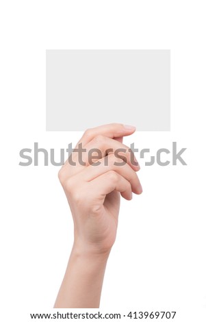 woman's hand showing blank card